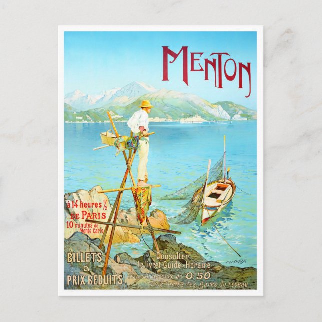 Carte Postale Voyage millésime Menton France (Devant)