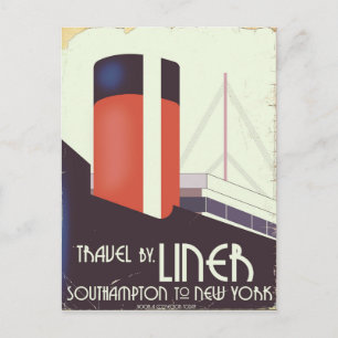 Carte Postale Voyage par paquebot - affiche de voyage vintage