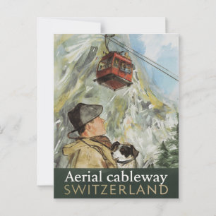 Carte Postale Voyage par téléphérique en Suisse vintage