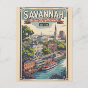 Carte Postale Voyage Rétro à Savannah Géorgie