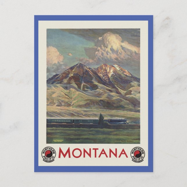 Carte Postale Voyage Rétro au Montana en Train (Devant)