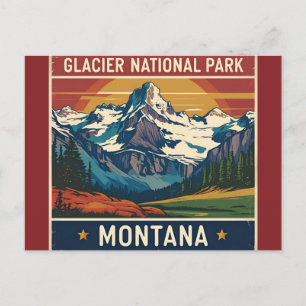Carte Postale Voyage Rétro Parc National de Glacier Montana