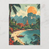 Voyage Rétro Thaïlande Plage Tropicale