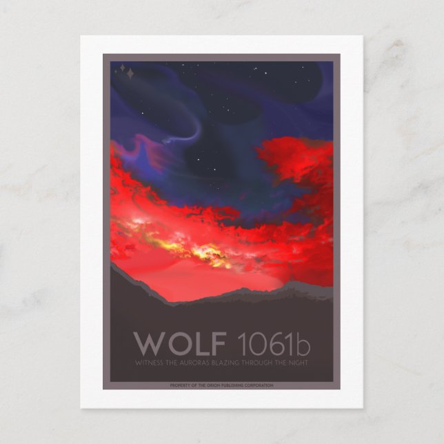 Carte postale Voyage spatial - Wolf 1061b (Devant)