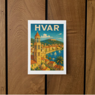 Carte Postale Voyage sur la côte adriatique de Hvar Croatie Rétr
