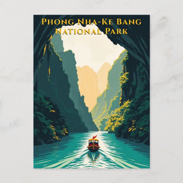Carte Postale Voyage sur la rivière au Vietnam à Phong Nha (Devant)