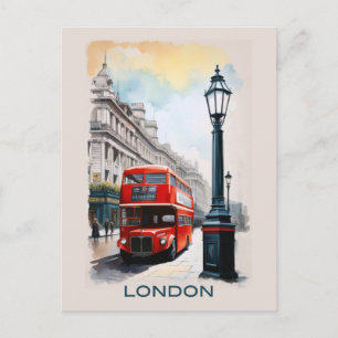 Carte Postale Voyage sur un bus rouge vintage Londres Angleterre
