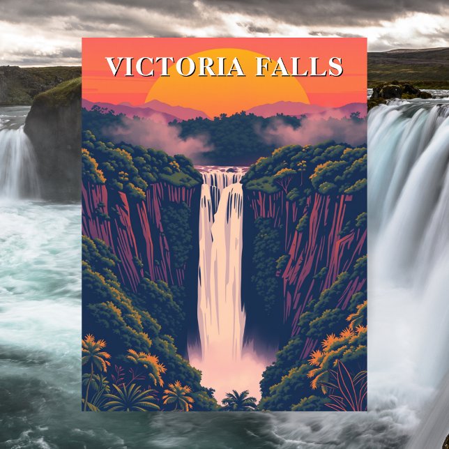 Carte postale Voyage Victoria Falls Waterfall (Victoria Falls Waterfall Travel Postcard)
