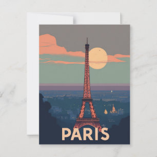 Carte Postale Voyage Vintage à Paris Tour Eiffel Rétro
