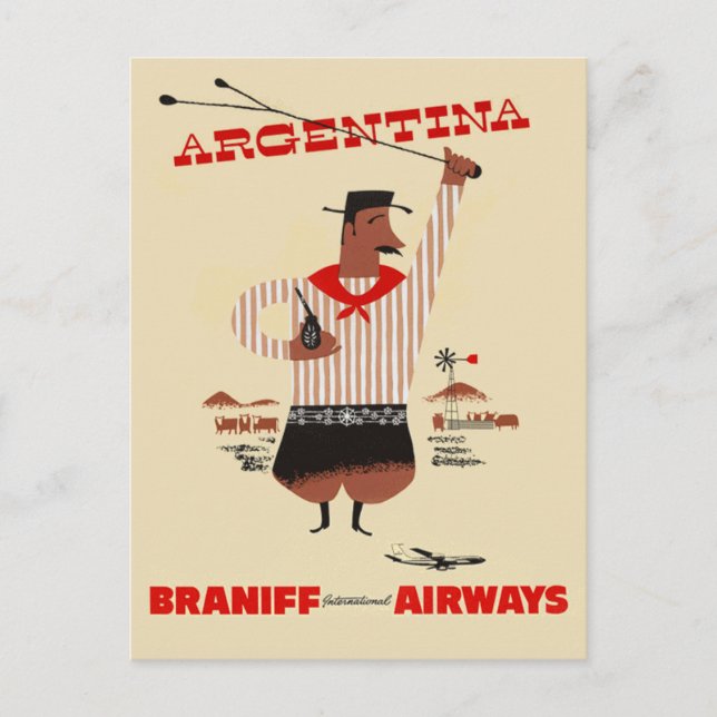 Carte Postale Voyage vintage Argentine Airline (Devant)