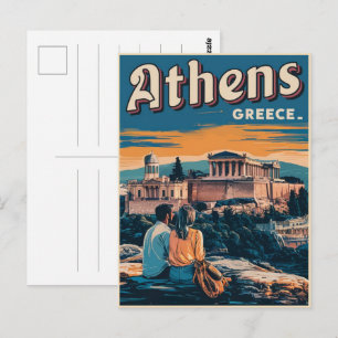 Carte Postale Voyage vintage Athènes capitale de la Grèce cadeau