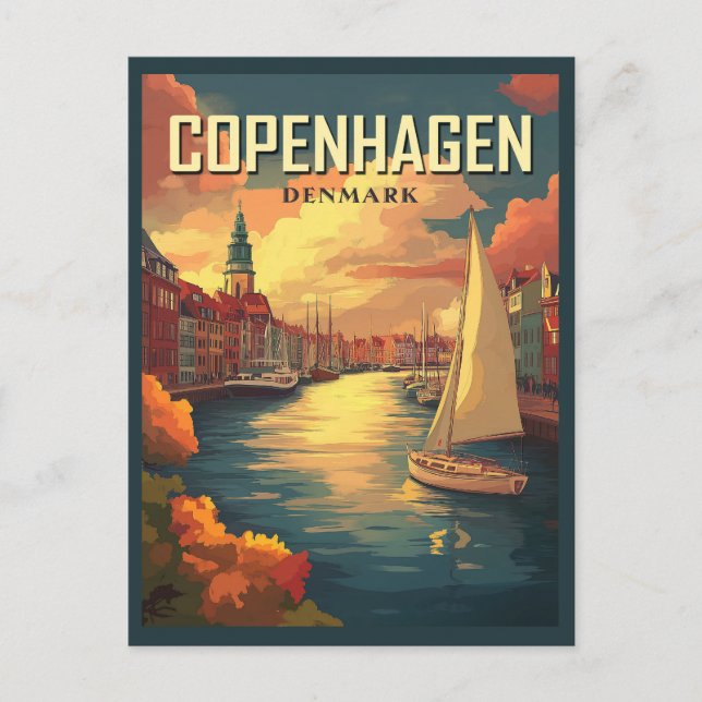 Carte Postale Voyage vintage Copenhague Danemark (Devant)