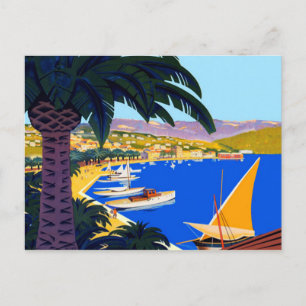 Carte postale Voyage vintage Côte d'Azur Illustrat