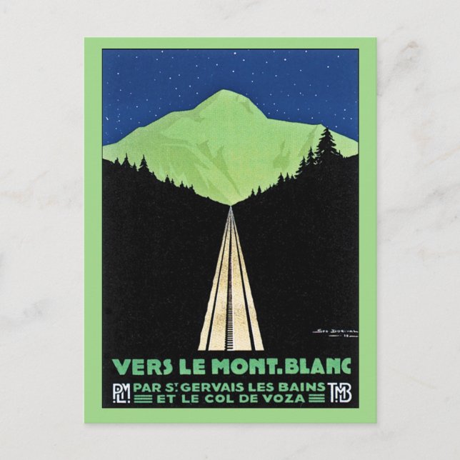 Carte Postale Voyage vintage du chemin de fer Mont Blanc (Devant)