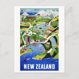 Carte Postale Voyage Vintage en Nouvelle-Zélande