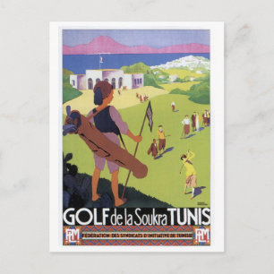 Carte Postale Voyage Vintage Golf de La Soukra Tunis