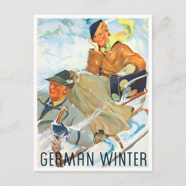 Carte postale voyage vintage hiver allemand (Devant)
