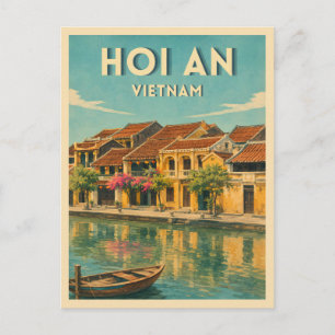 Carte Postale Voyage Vintage Hoi An Vietnam Graphique Rétro