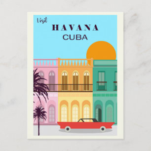 Carte Postale Voyage vintage La Havane Cuba Coloré