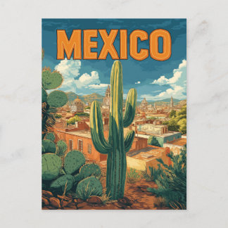 Carte Postale Voyage vintage Mexique Cactus