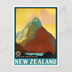 Carte Postale Voyage vintage Miter Peak Nouvelle-Zélande