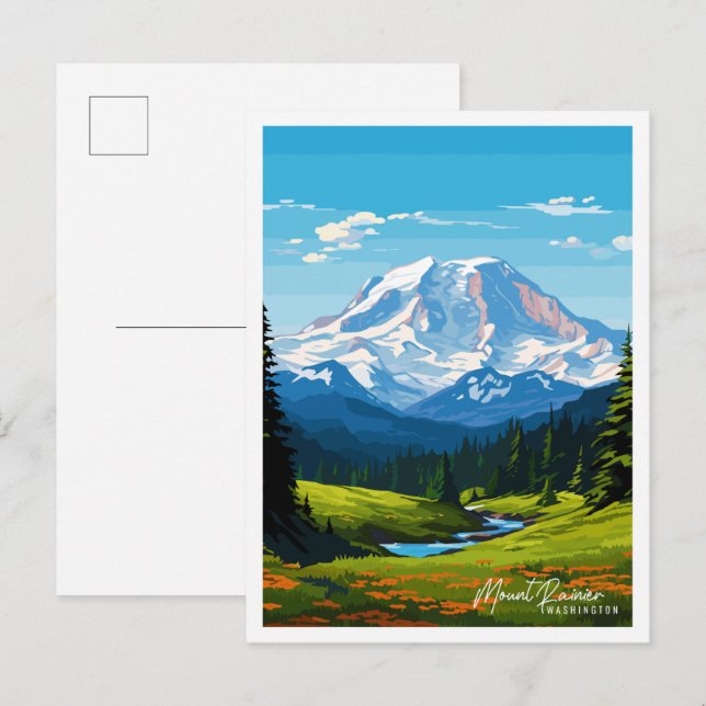 Carte Postale Voyage vintage Mount Rainier Washington USA (Devant / Derrière)