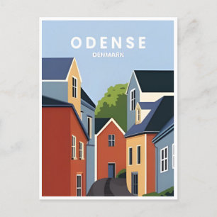 Carte Postale voyage vintage Odense Danemark maisons