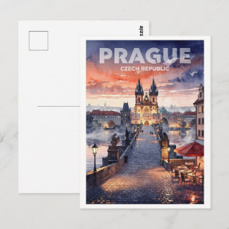 Carte Postale Voyage Vintage Prague République Tchèque