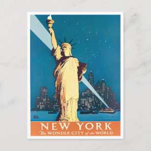Carte postale voyage vintage Statue de la Liberté