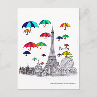Carte Postale Voyager avec des parapluies