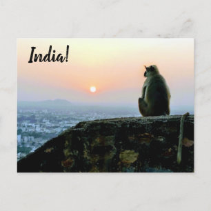 Carte Postale Voyager Méditation paisible Singe Inde Sunset
