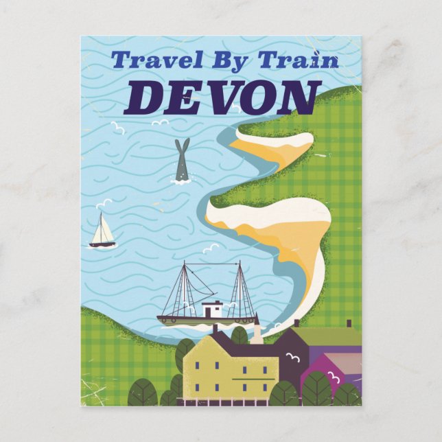 Carte Postale Voyagez en train Devon (Devant)