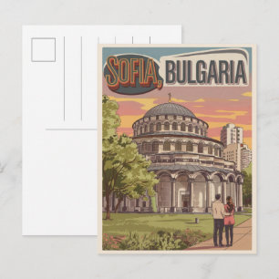 Carte Postale Voyagez Sofia, Bulgarie cadeaux vintage, couple am
