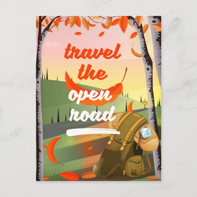 Carte Postale Voyagez sur la route ouverte Backpacking (Devant)