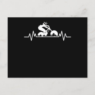 Carte Postale VTT Downhill Heartbeat Fun Bicycle Cadeau