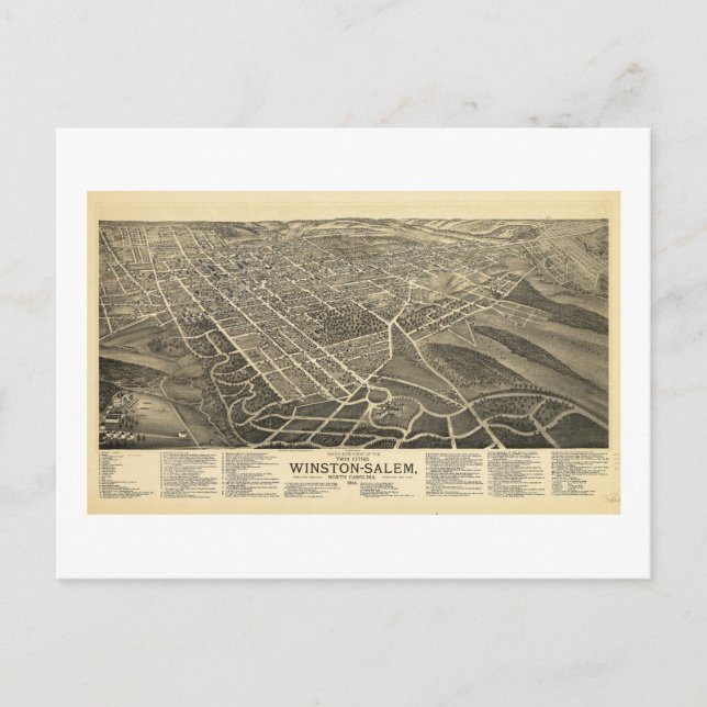 Carte Postale Vue à vol d'oiseau de Winston-Salem Caroline du No (Devant)