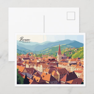 Carte Postale Vue aérienne Brasov Roumanie Art Travel