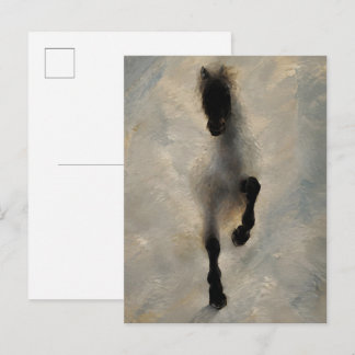 Carte Postale Vue aérienne Cheval noir Peinture à l'huile Art mu