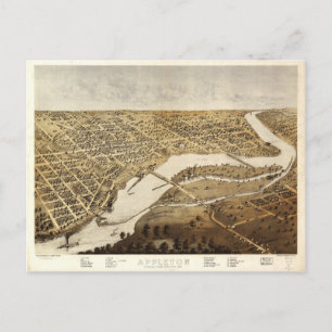 Carte Postale Vue aérienne d'Appleton, Wisconsin (1867)