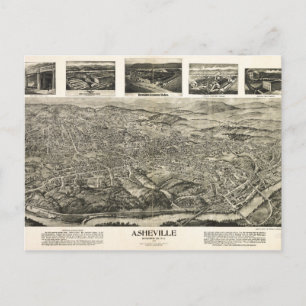 Carte Postale Vue aérienne d'Asheville, Caroline du Nord (1912)