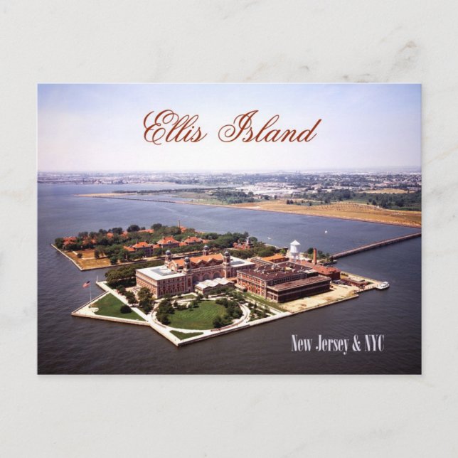 Carte Postale Vue aérienne de Ellis Island, NJ & NY (Devant)