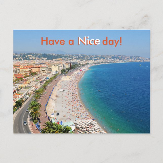 Carte Postale Vue aérienne de la plage à Nice, France (Devant)