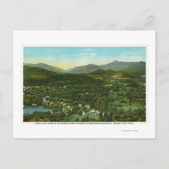 Carte Postale Vue aérienne de la ville avec le mont Hurrican (Devant)