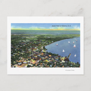 Carte Postale Vue aérienne de la ville, Bateaux à voile sur le l