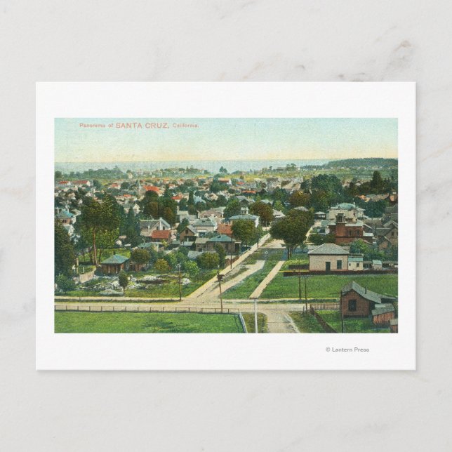 Carte Postale Vue aérienne de la ville de Santa Cruz, CA (Devant)