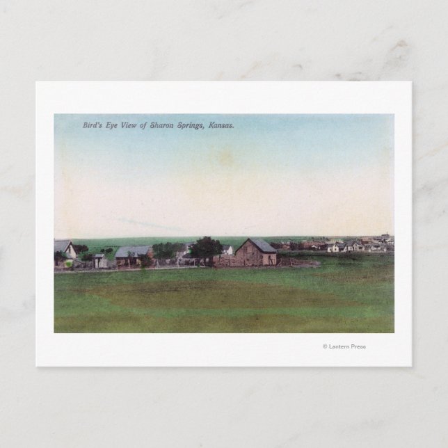 Carte Postale Vue aérienne de la ville de Sharon Springs, KS (Devant)