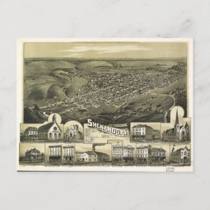 Carte Postale Vue aérienne de Shenandoah, Pennsylvanie (1889)