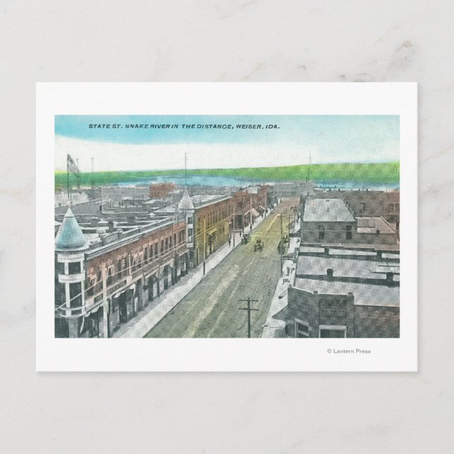 Carte Postale Vue aérienne de State Street et Snake River (Devant)
