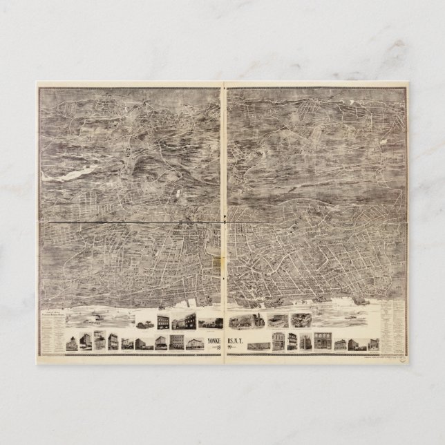 Carte Postale Vue aérienne de Yonkers, New York (1899) (Devant)