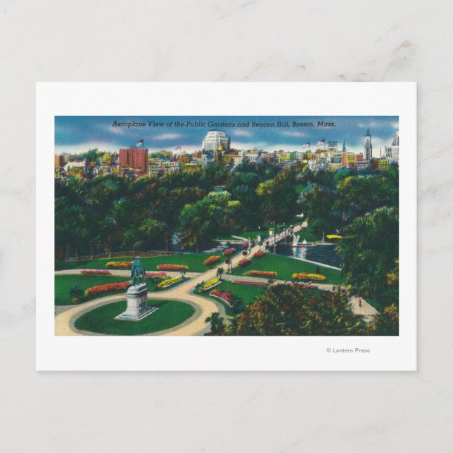 Carte Postale Vue aérienne des jardins publics, Beacon Hill (Devant)